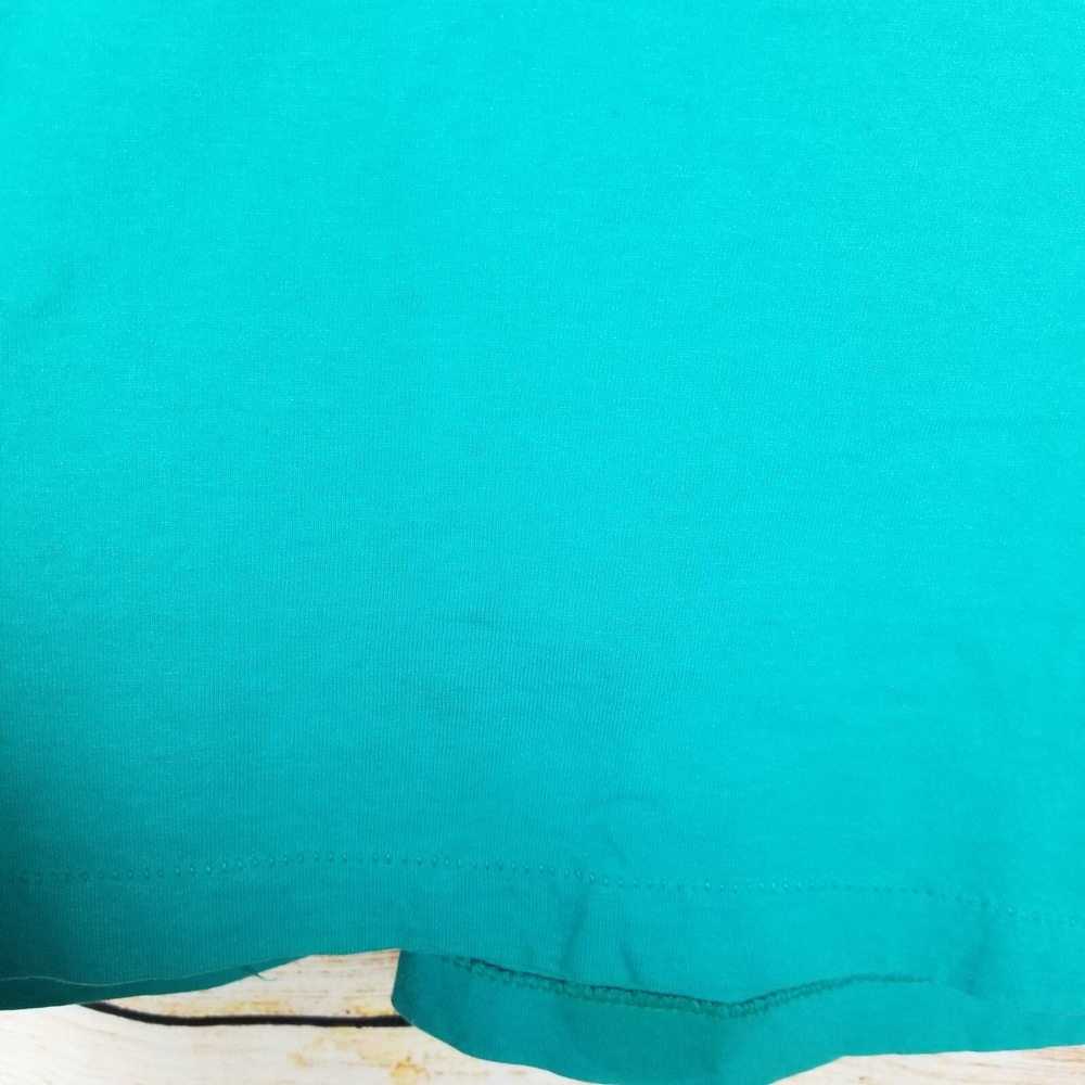 VINTAGE Screen Stars Shirt Size XL Teal Single Stitch Short Sleeve Dance Yoga - Picture 4 of 7